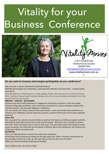 vitality for your business conference